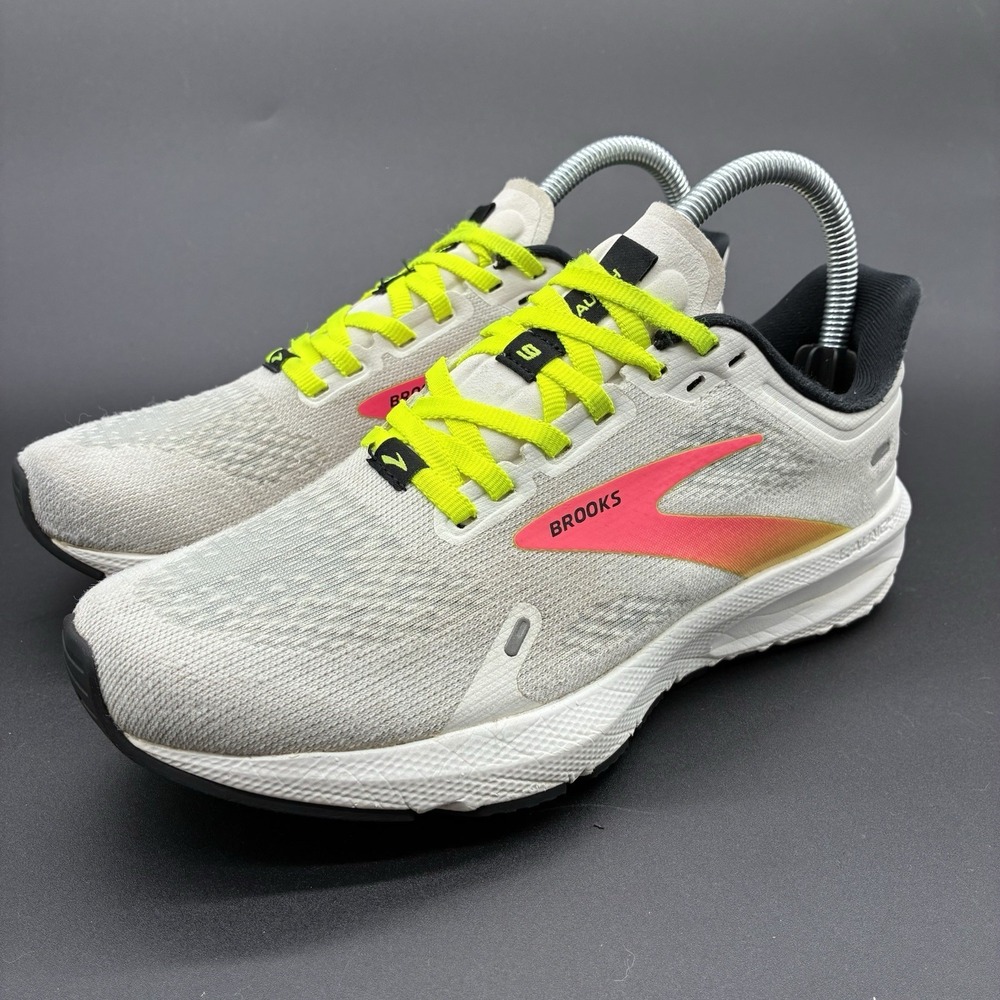 Brooks Launch GTS Running Shoes Womens 6.5 White Pink Cushioned Athletic